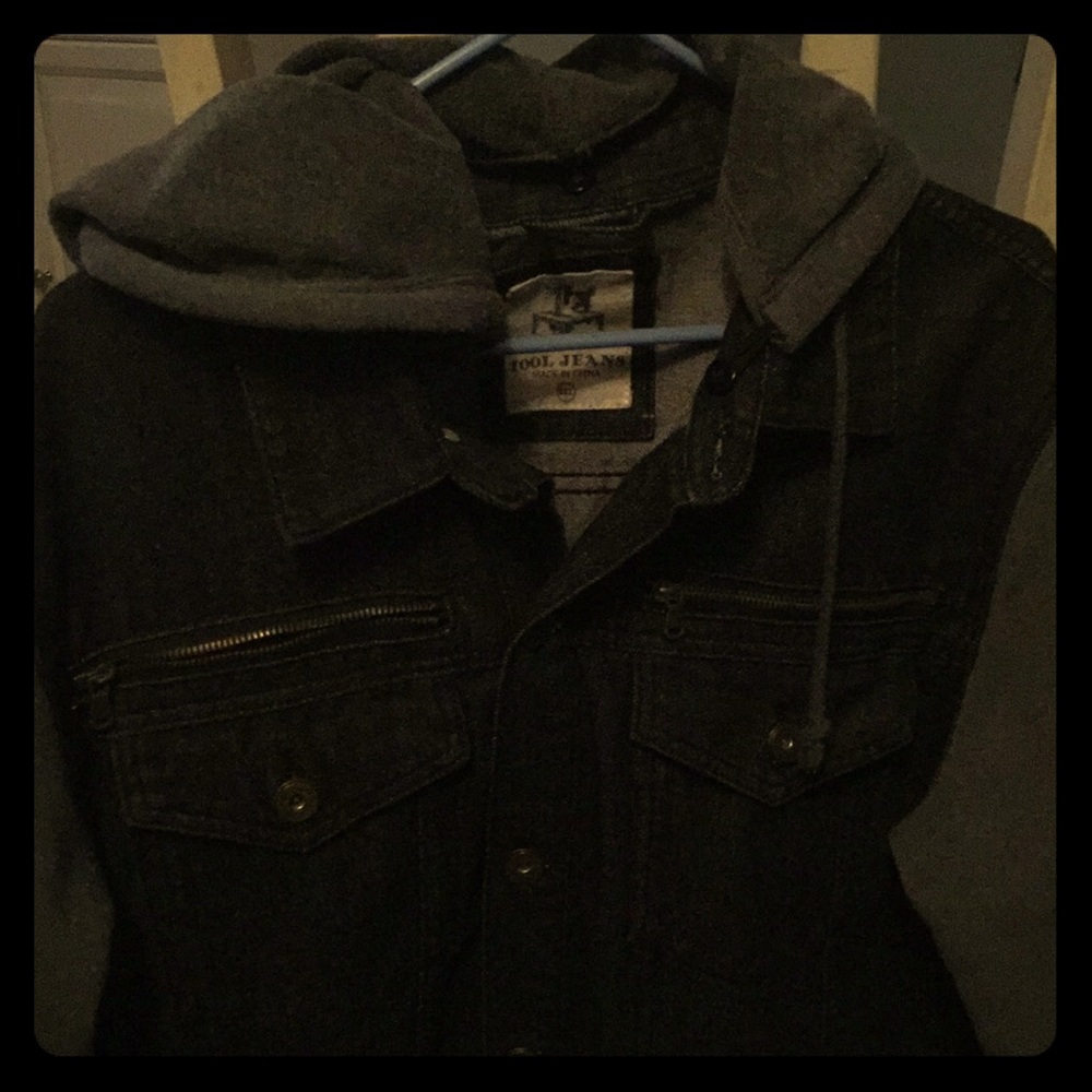 🖤 Black & gray jean jacket hoodie 🖤